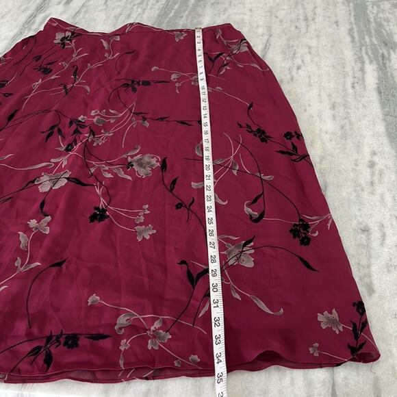Vtg MW Modern Woman Size 18 20W Wine Red Print Flocked 2 Pc Maxi Skirt Blouse - Picture 15 of 15